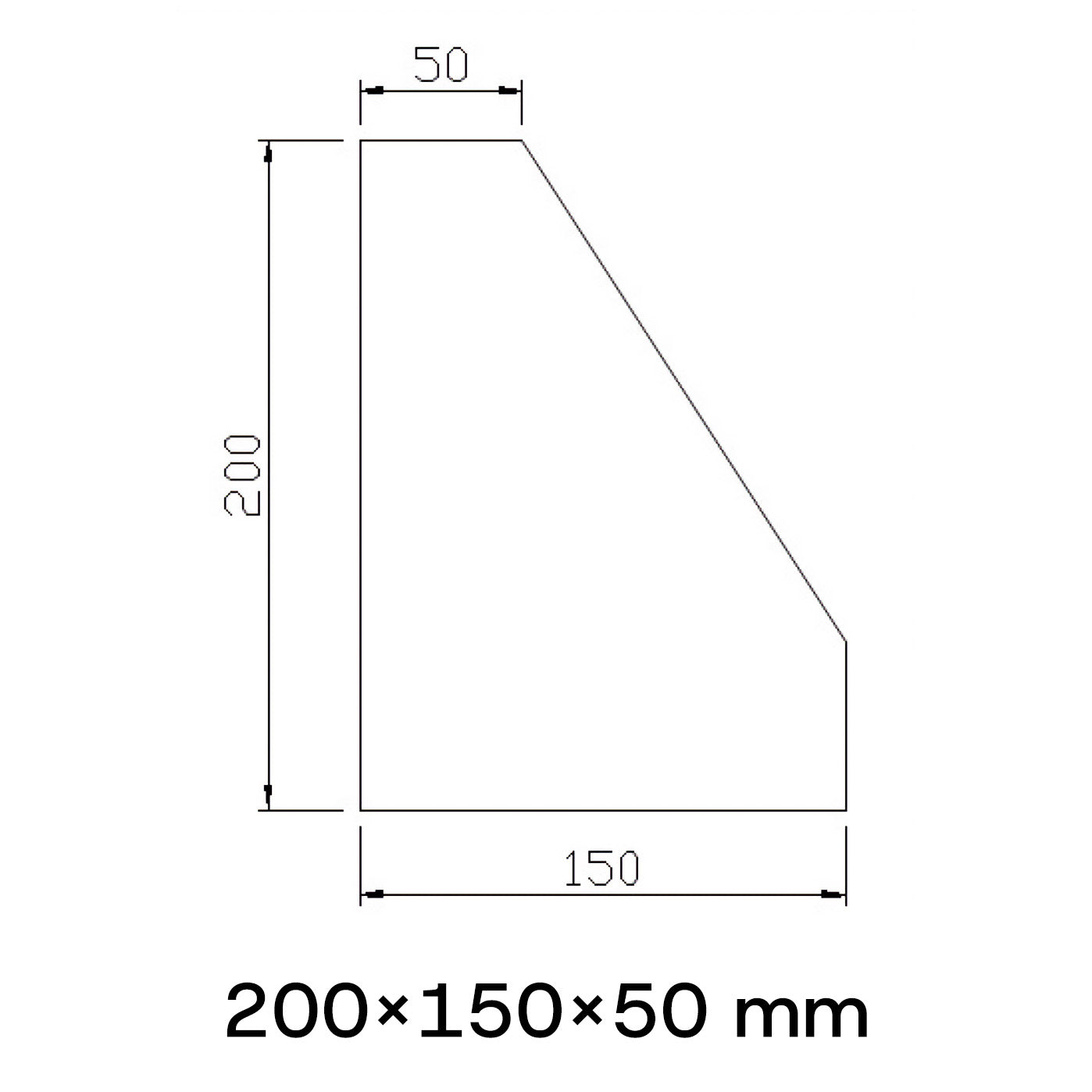 Zeichnung Granitwinkel 200x150x50 mm