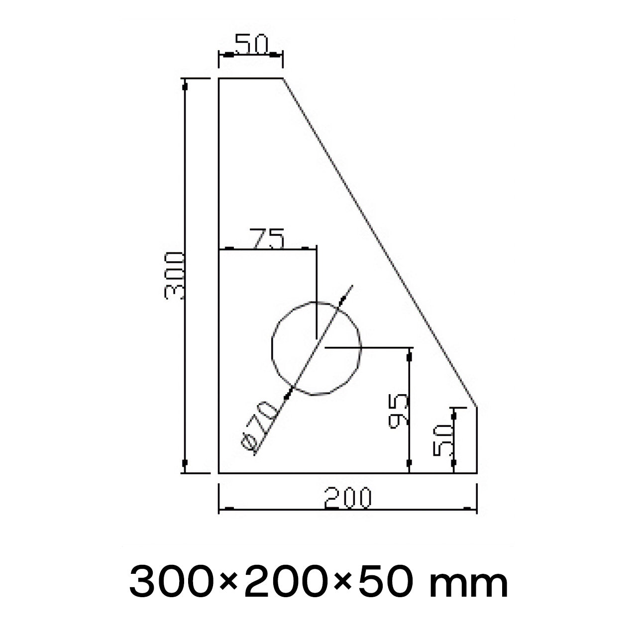 Zeichnung Granitwinkel 300x200x50 mm