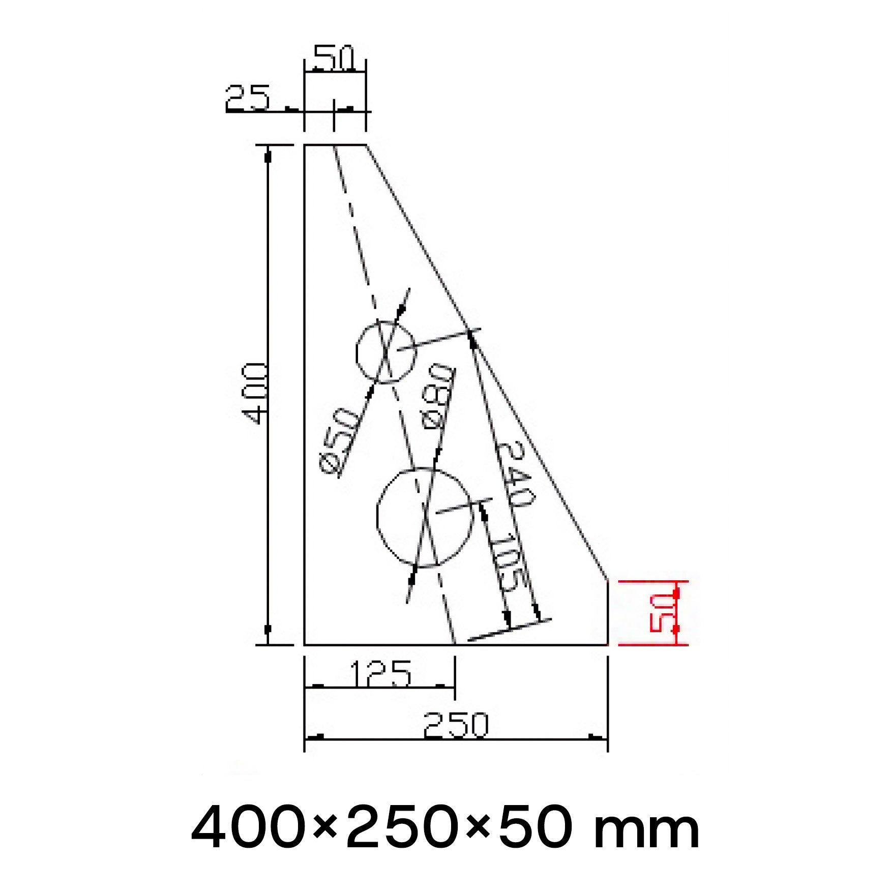 Zeichnung Granitwinkel 400x250x50 mm