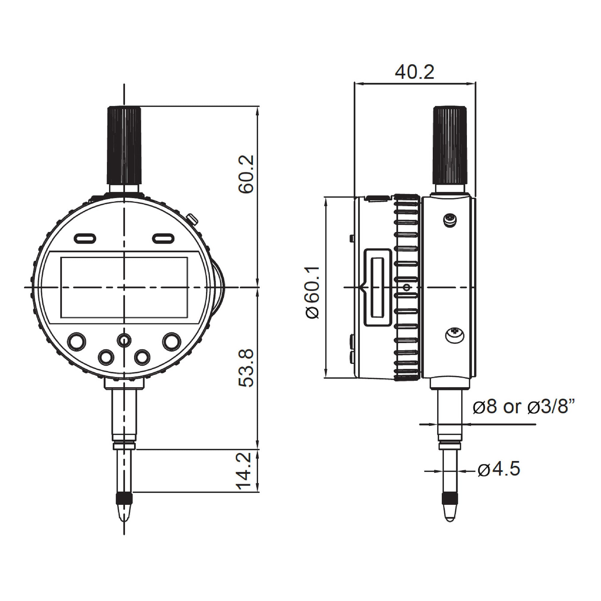Digitale Messuhr IP65 Premium Zeichnung 12,5 mm