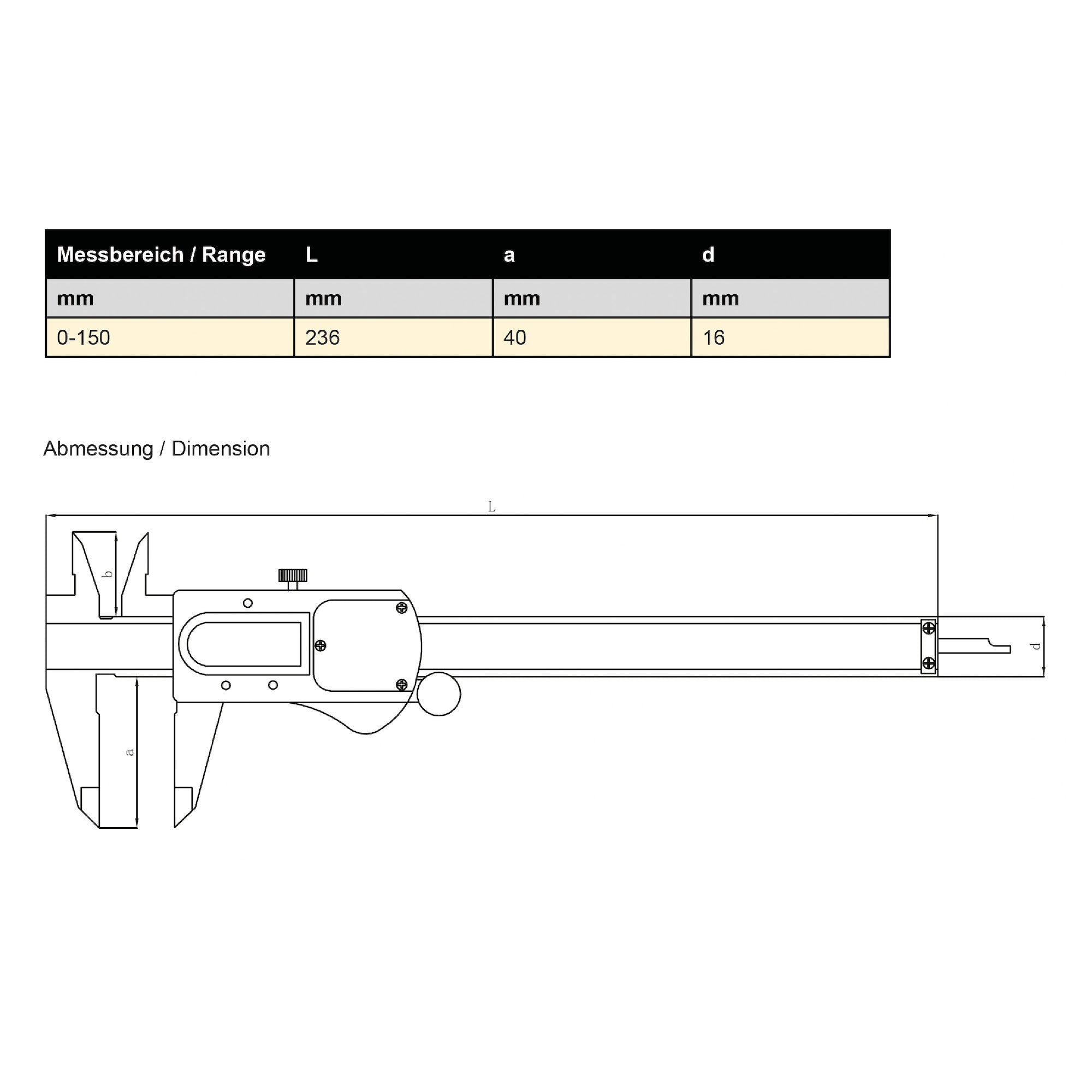 Digitalmessschieber IP67 Zeichnung