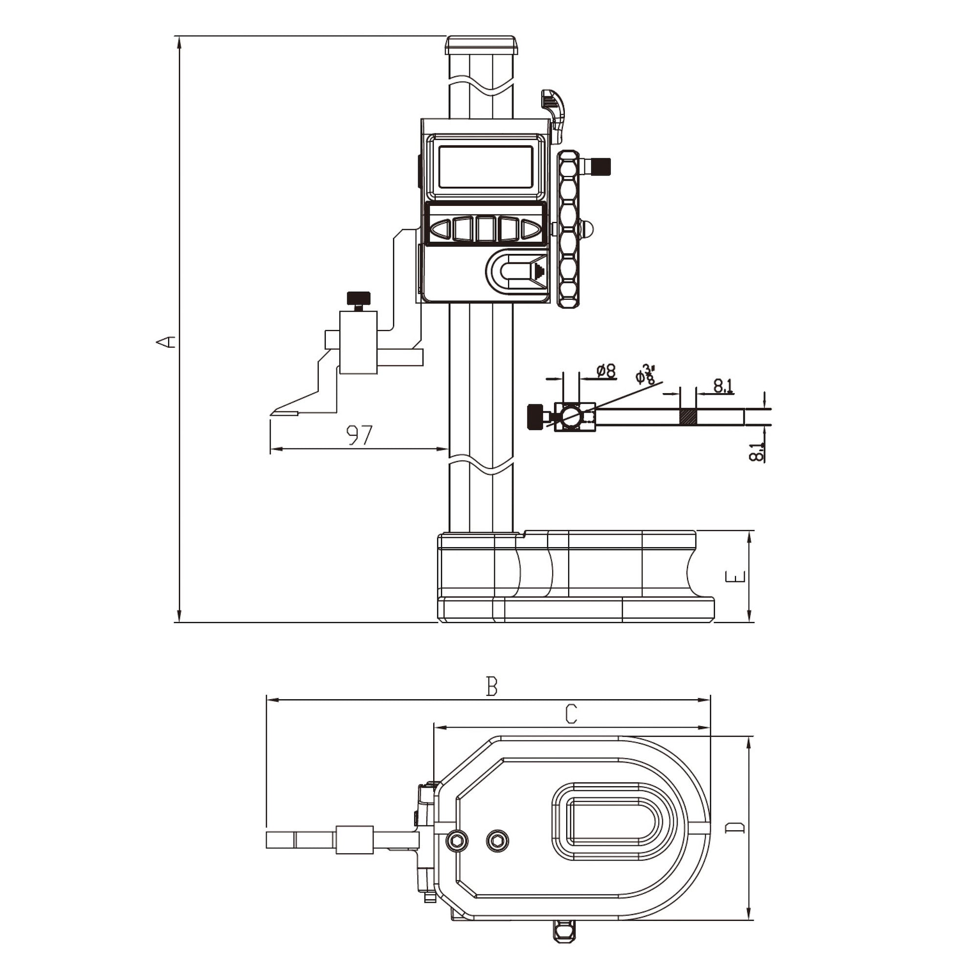 Höhenmess- und Anreißgerät mit Bluetooth Datenübertragung