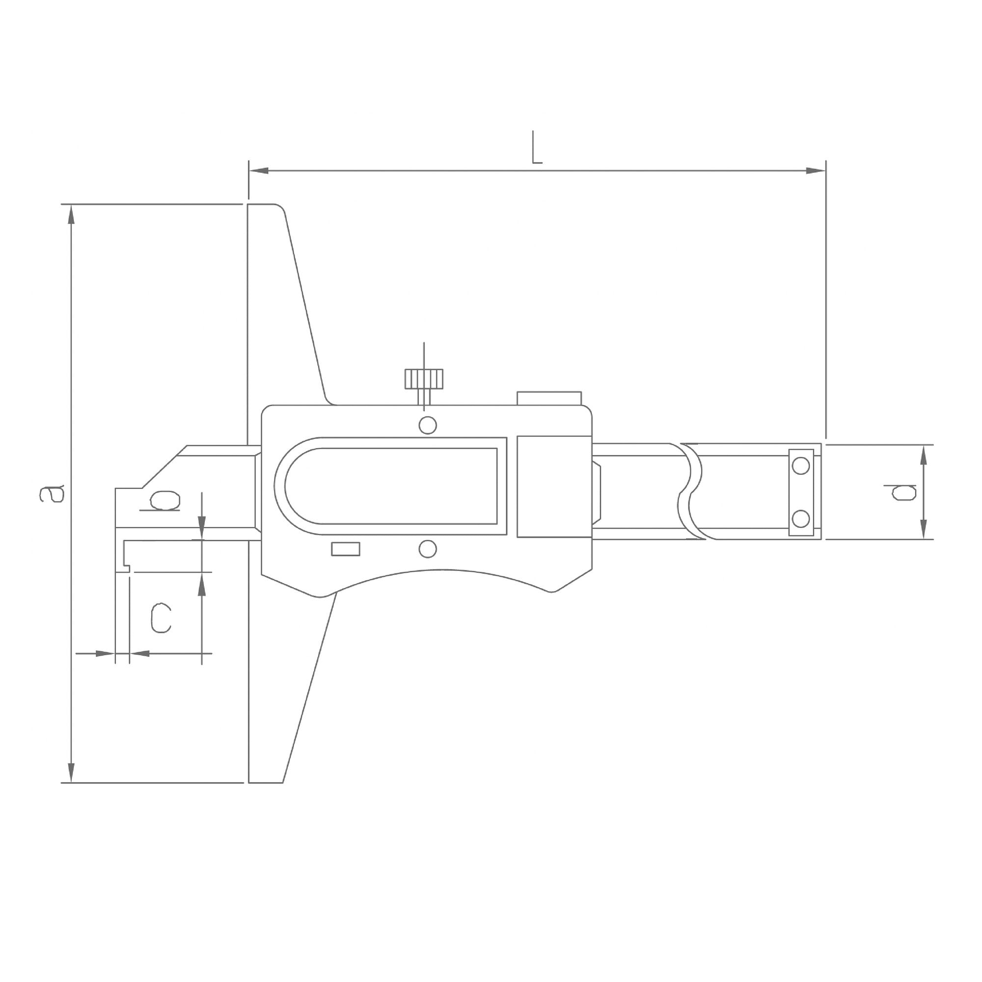 Tiefenmessschieber mit Haken Zeichnung